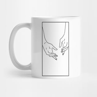 Minimalist Hands Black Line Drawing Mug